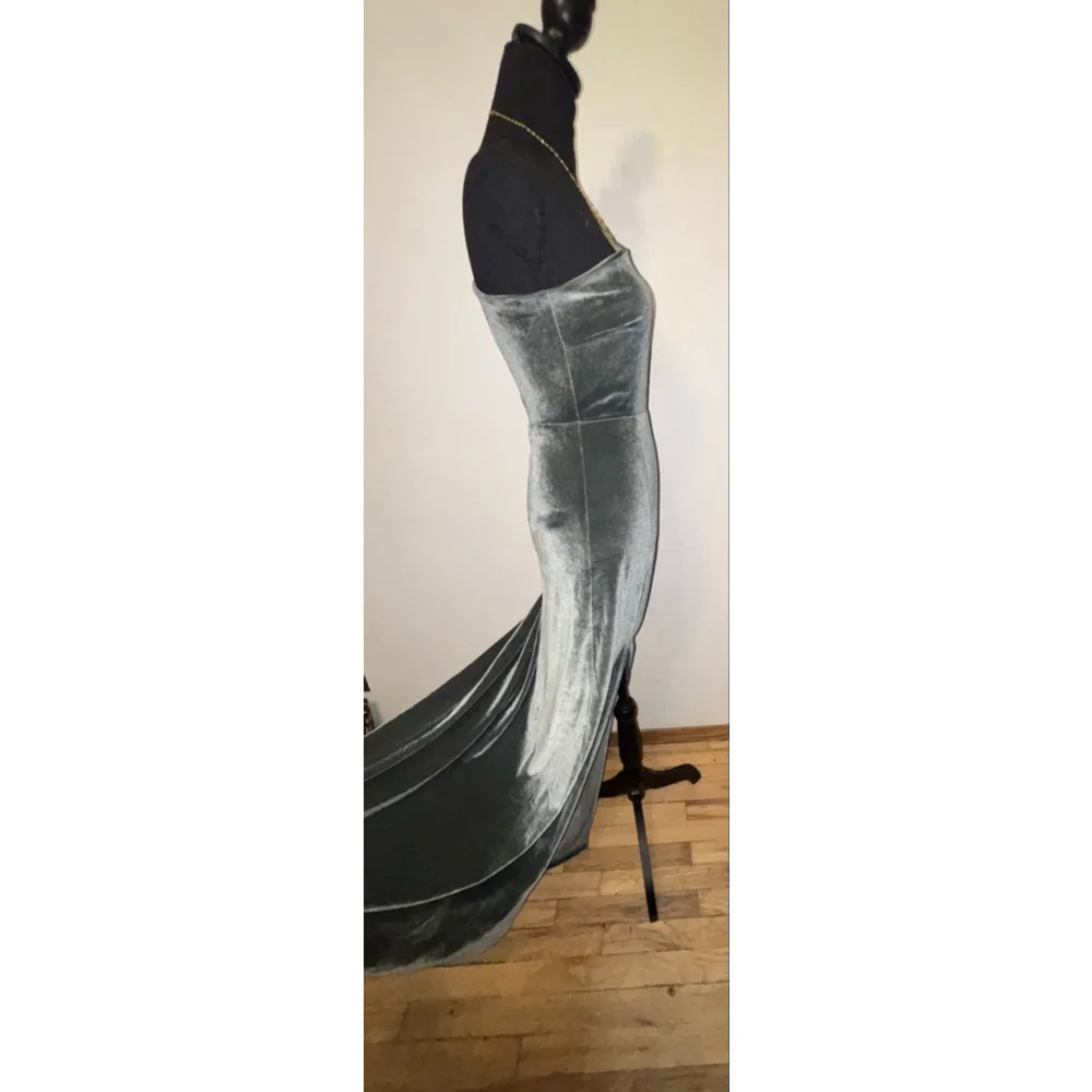 Baltic Born Velvet Whimsigoth One Shoulder Maxi Dress Soft Stretch size XS